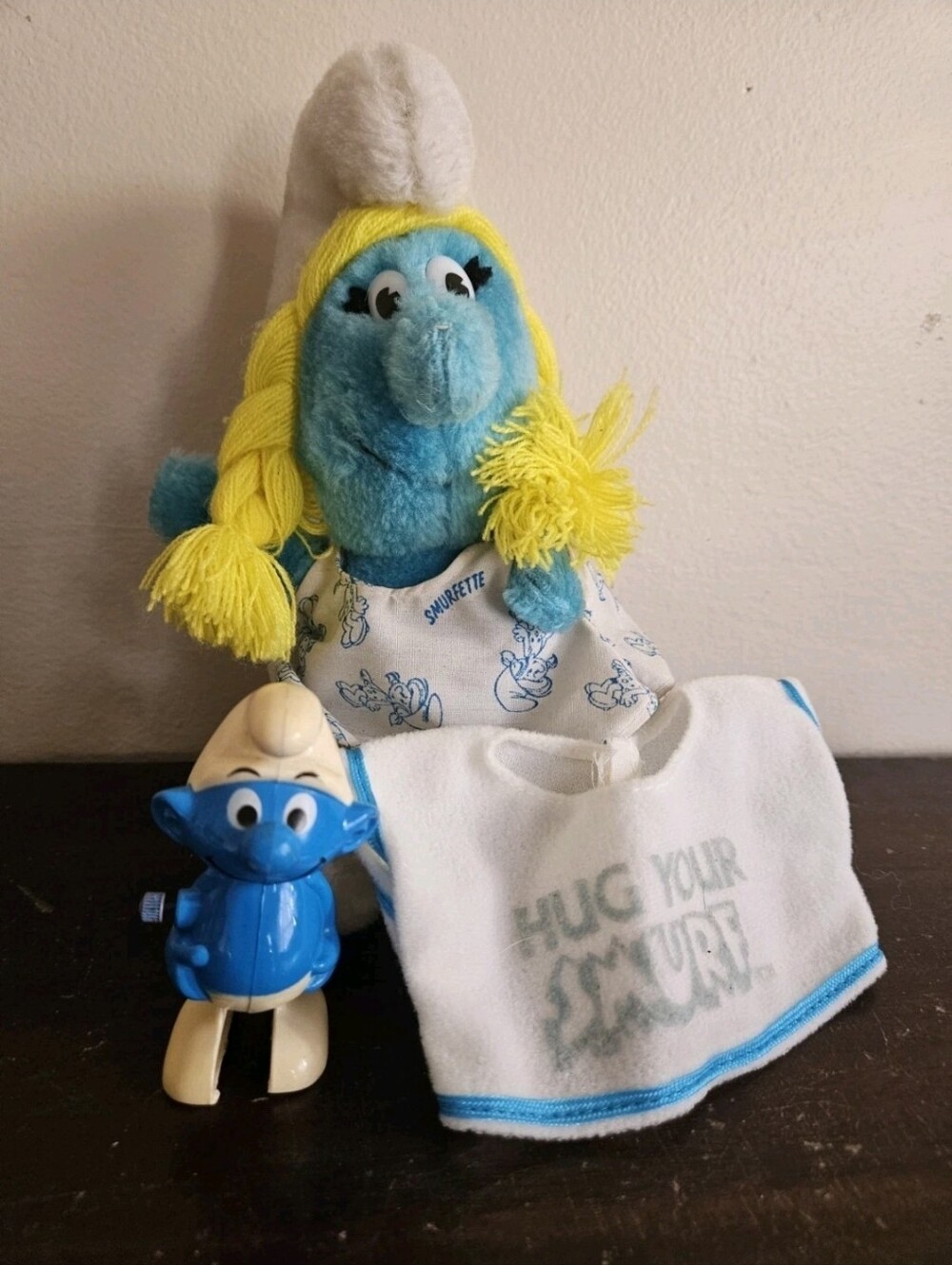 Vintage 1980s Applause Smurf Lot. Smurfette, Wind Up, Shirt.